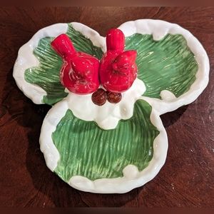 EUC tii Collections Ceramic Cardinal Server, Food Safe, Holiday Server